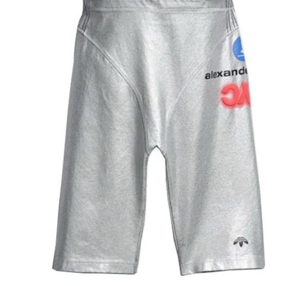 Alexander Wang Adidas Collab Metallic Silver Bike Shorts Size Medium - NWT - Picture 3 of 10